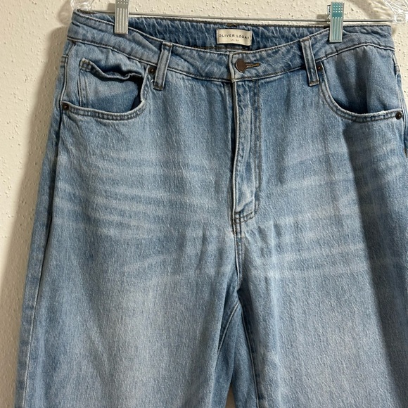Oliver Logan Denim - Oliver Logan Aberdeen Wide Leg Crop Jeans Size 32 High Rise Raw Hem Denim preown